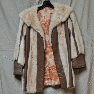 Blonde Mink with Brown leather Panels